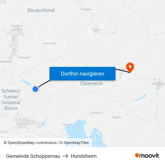 Gemeinde Schoppernau to Hundsheim map