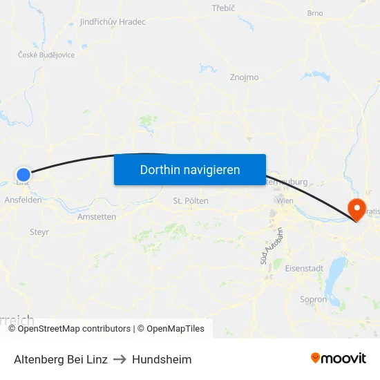 Altenberg Bei Linz to Hundsheim map