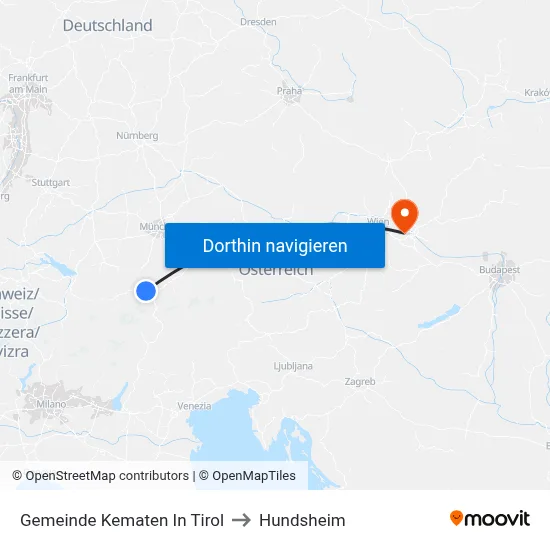 Gemeinde Kematen In Tirol to Hundsheim map