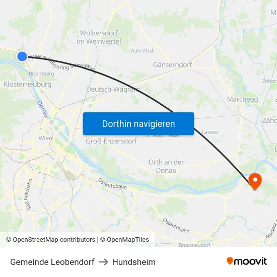Gemeinde Leobendorf to Hundsheim map