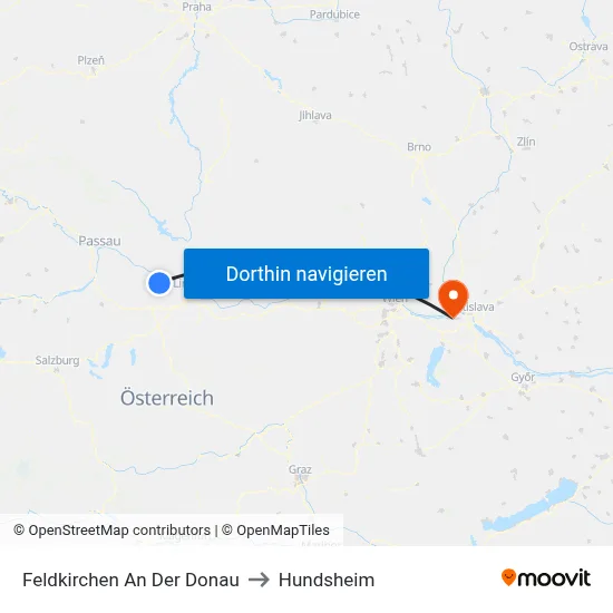 Feldkirchen An Der Donau to Hundsheim map
