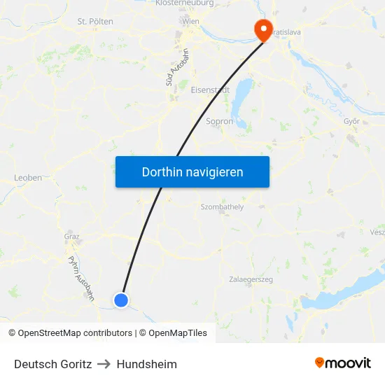 Deutsch Goritz to Hundsheim map