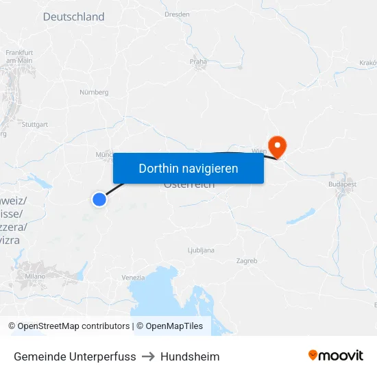 Gemeinde Unterperfuss to Hundsheim map