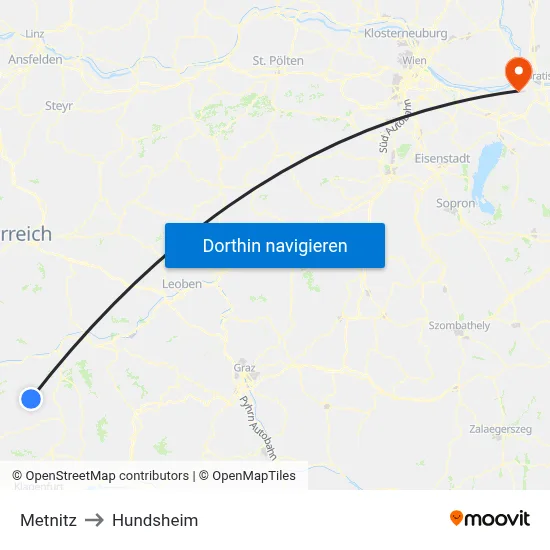 Metnitz to Hundsheim map