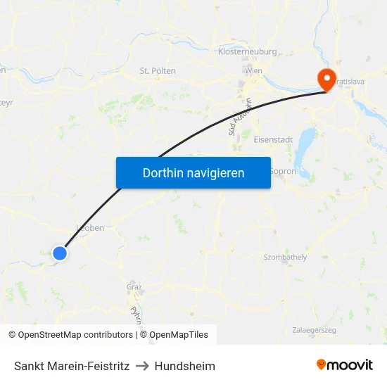 Sankt Marein-Feistritz to Hundsheim map