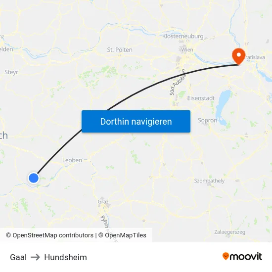 Gaal to Hundsheim map