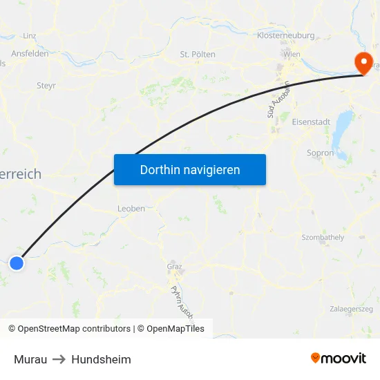 Murau to Hundsheim map