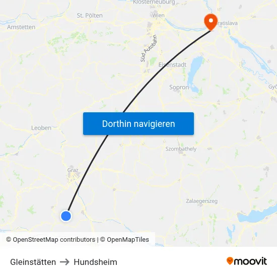 Gleinstätten to Hundsheim map