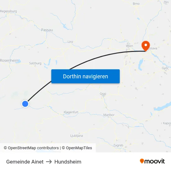 Gemeinde Ainet to Hundsheim map