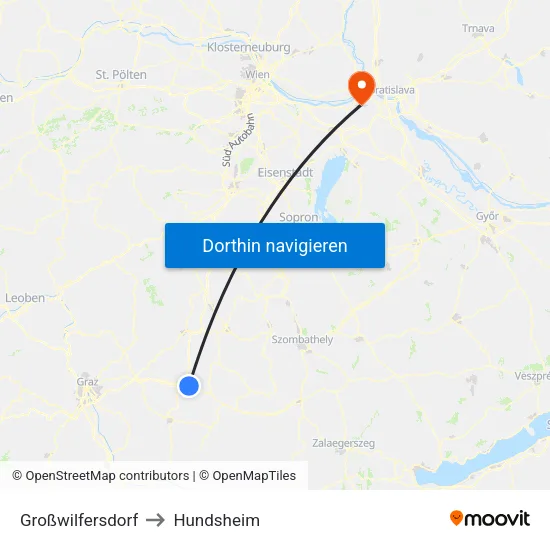 Großwilfersdorf to Hundsheim map