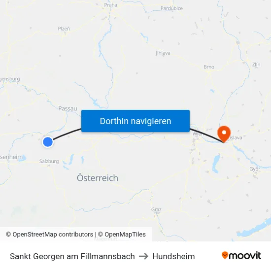 Sankt Georgen am Fillmannsbach to Hundsheim map