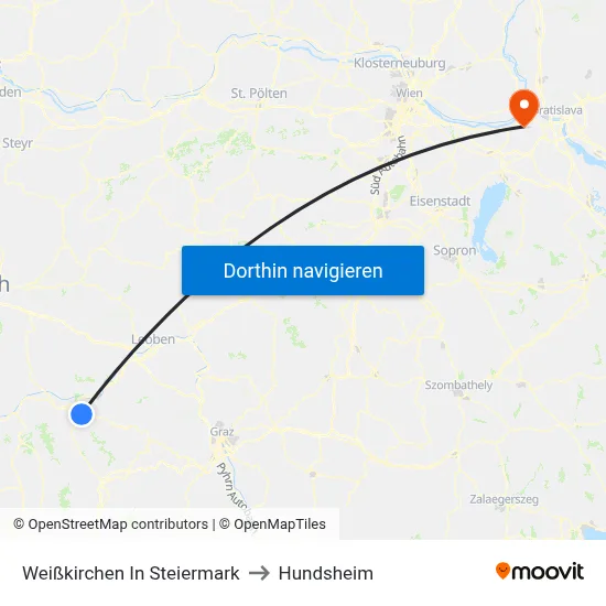 Weißkirchen In Steiermark to Hundsheim map