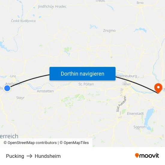 Pucking to Hundsheim map