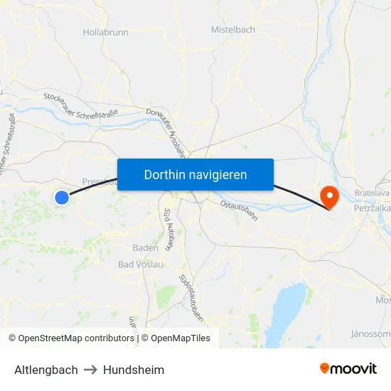 Altlengbach to Hundsheim map