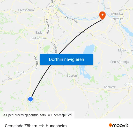 Gemeinde Zöbern to Hundsheim map