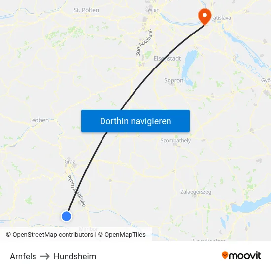 Arnfels to Hundsheim map