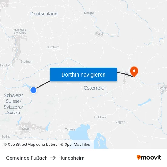 Gemeinde Fußach to Hundsheim map