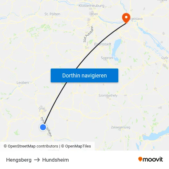 Hengsberg to Hundsheim map