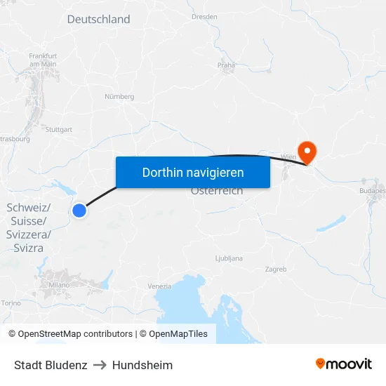 Stadt Bludenz to Hundsheim map