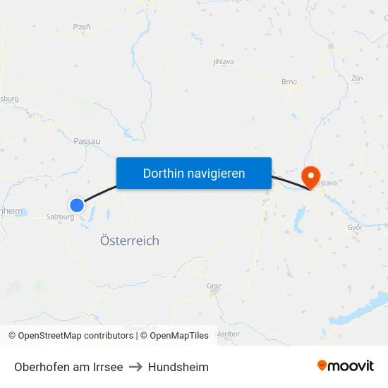 Oberhofen am Irrsee to Hundsheim map