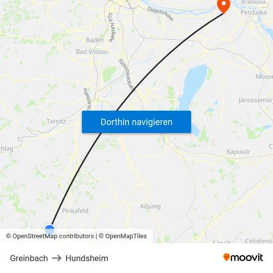Greinbach to Hundsheim map