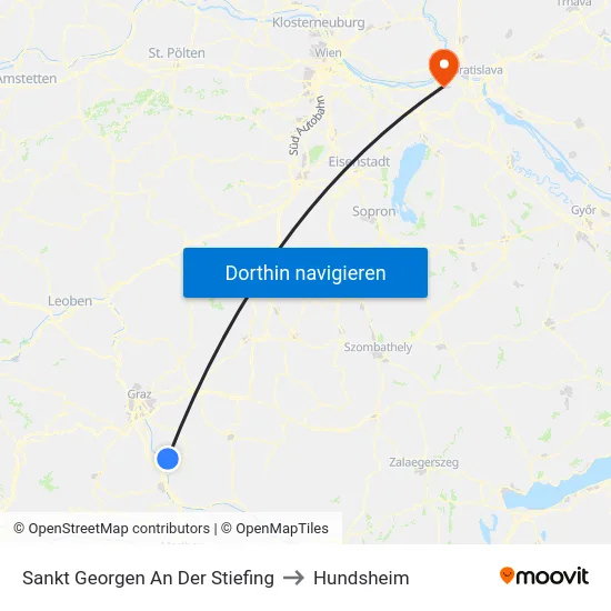 Sankt Georgen An Der Stiefing to Hundsheim map
