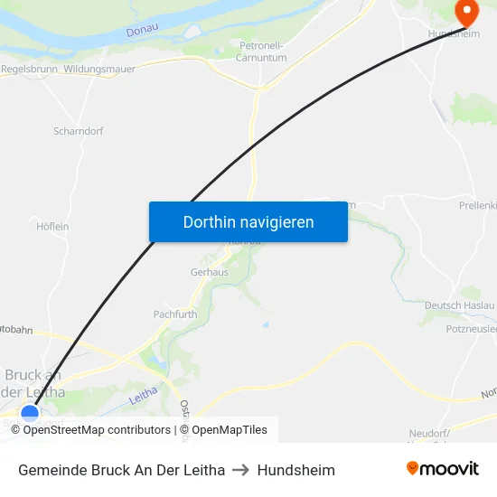 Gemeinde Bruck An Der Leitha to Hundsheim map
