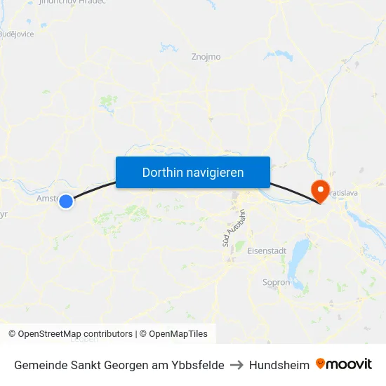 Gemeinde Sankt Georgen am Ybbsfelde to Hundsheim map