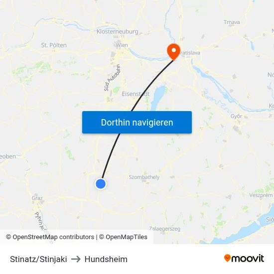Stinatz/Stinjaki to Hundsheim map