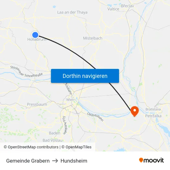 Gemeinde Grabern to Hundsheim map
