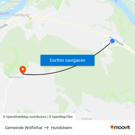Gemeinde Wolfsthal to Hundsheim map