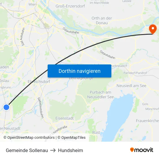 Gemeinde Sollenau to Hundsheim map