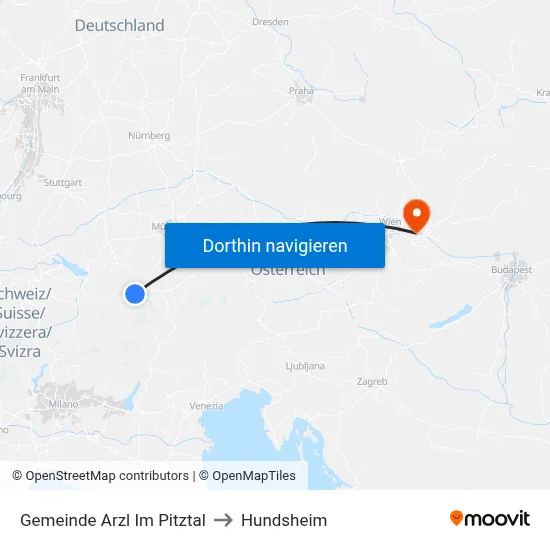 Gemeinde Arzl Im Pitztal to Hundsheim map