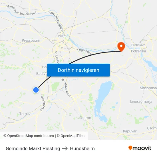 Gemeinde Markt Piesting to Hundsheim map