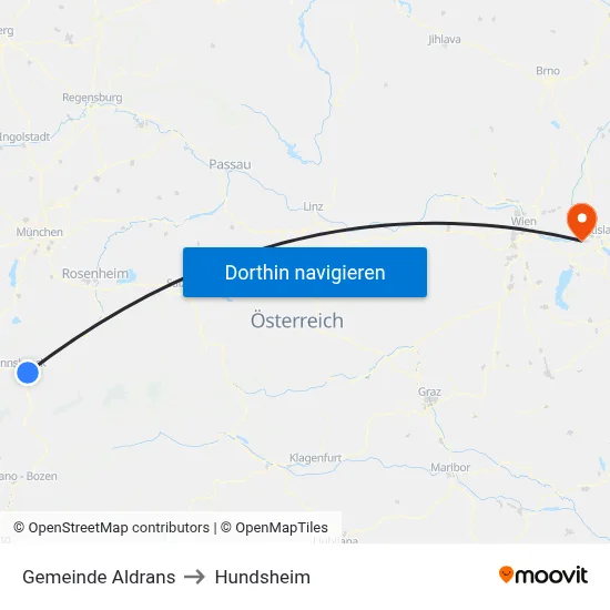 Gemeinde Aldrans to Hundsheim map