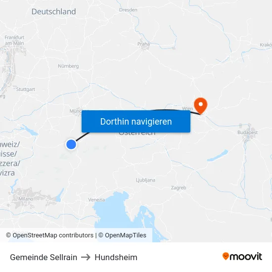 Gemeinde Sellrain to Hundsheim map