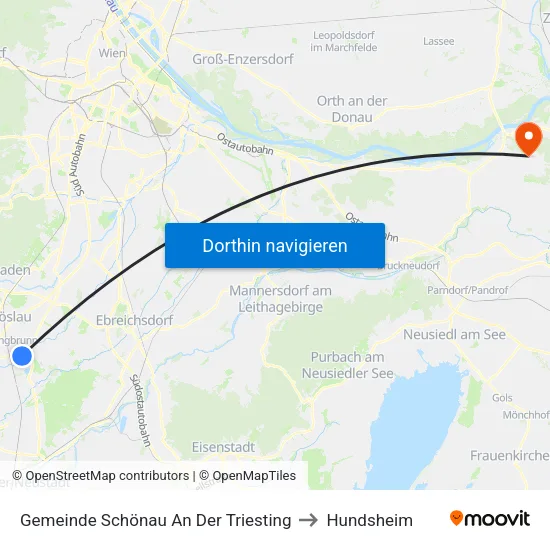 Gemeinde Schönau An Der Triesting to Hundsheim map