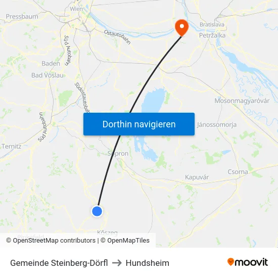 Gemeinde Steinberg-Dörfl to Hundsheim map