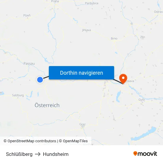 Schlüßlberg to Hundsheim map