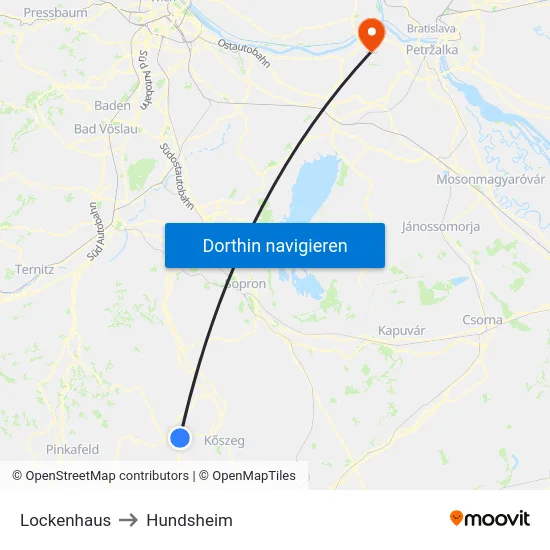 Lockenhaus to Hundsheim map