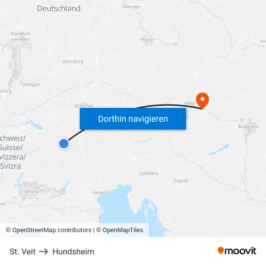 St. Veit to Hundsheim map