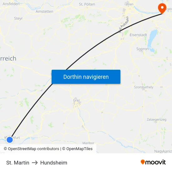 St. Martin to Hundsheim map