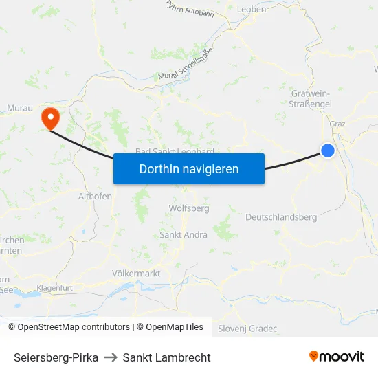 Seiersberg-Pirka to Sankt Lambrecht map