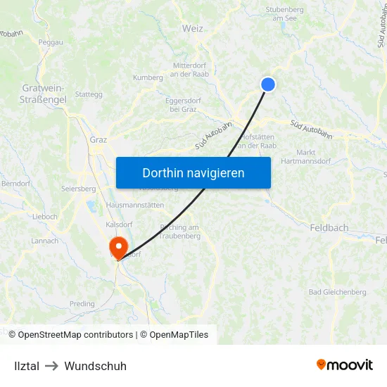 Ilztal to Wundschuh map