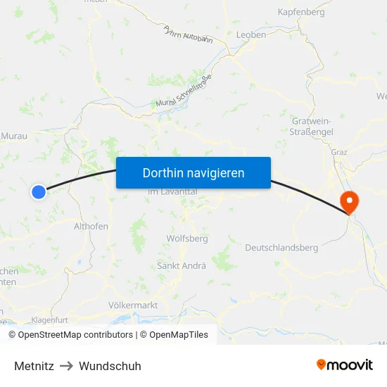 Metnitz to Wundschuh map