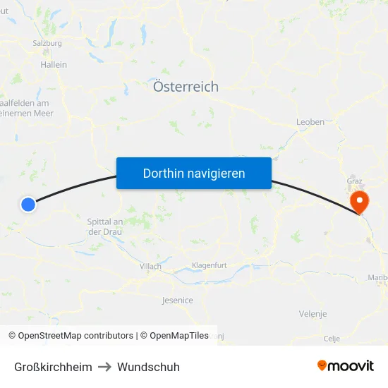 Großkirchheim to Wundschuh map