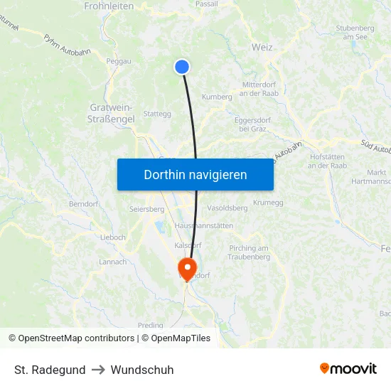 St. Radegund to Wundschuh map
