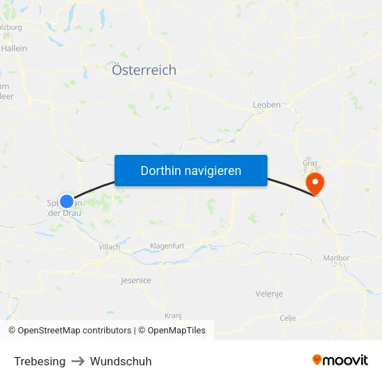 Trebesing to Wundschuh map