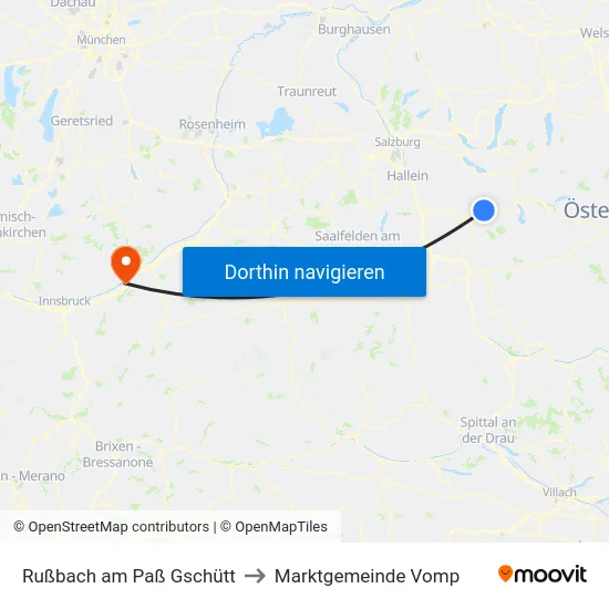 Rußbach am Paß Gschütt to Marktgemeinde Vomp map