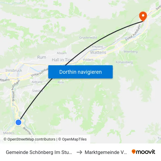 Gemeinde Schönberg Im Stubaital to Marktgemeinde Vomp map